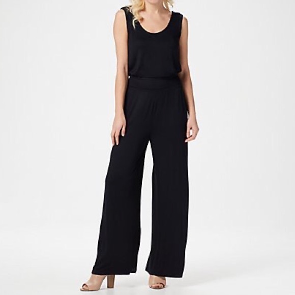 Lisa Rinna Pants - Lisa Rinna Collection Solid Wide Leg Jumpsuit